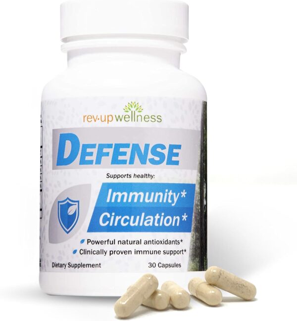 Rev Up Wellness Defense Daily Immune Supplement with Clinically Proven Wellmune Beta Glucan, Abigenol, Vitamin C, D3, Zinc and Selenium, 30 Capsules