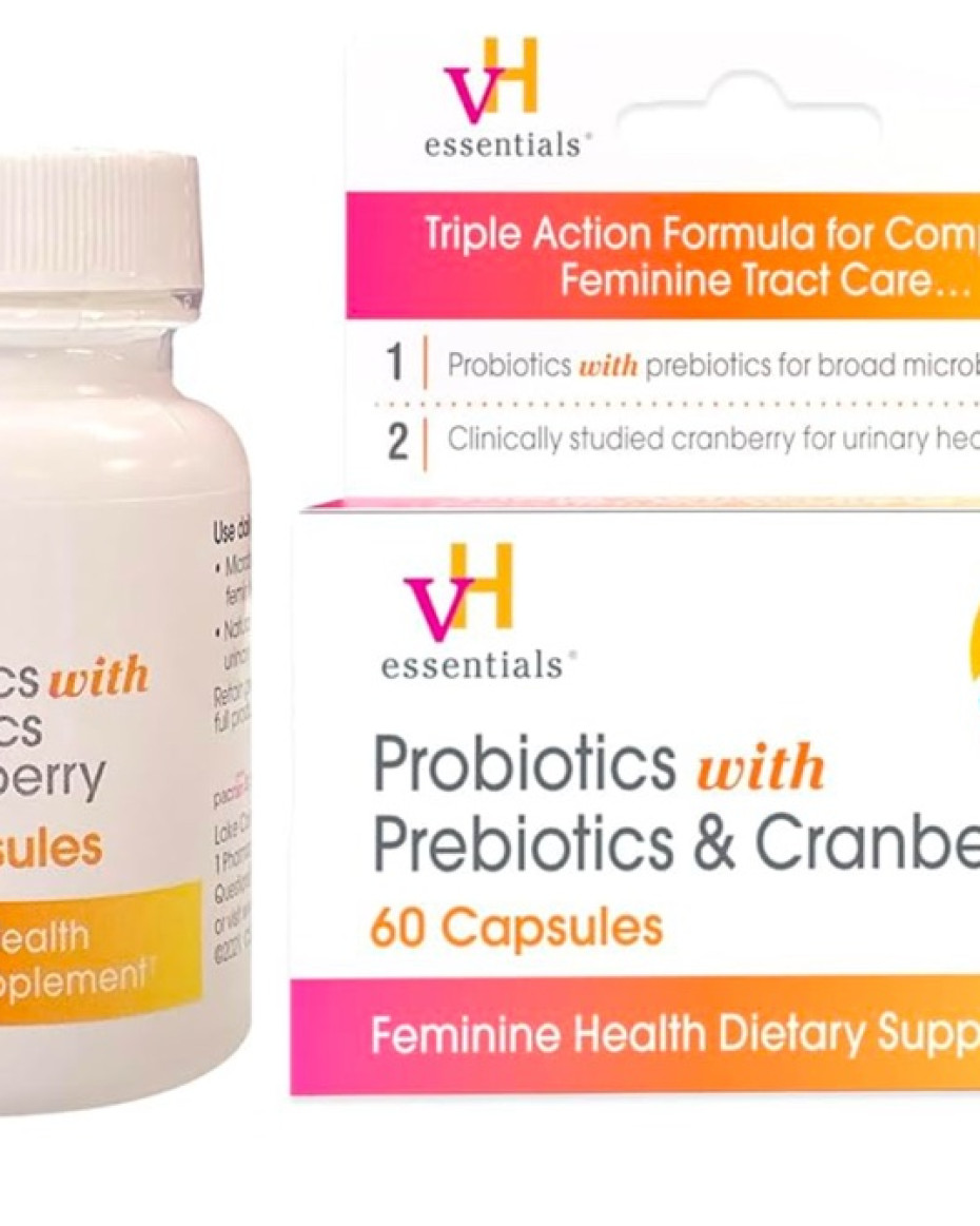 VH Essentials Probiotics with Prebiotics and Cranberry, Triple Action Feminine Health Supplement, 60 Capsules for Microbial Balance and Urinary Wellness - Image 3