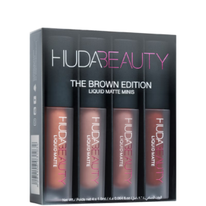 Huda Beauty The Pink Edition Liquid Matte Minis Set of 4, Gossip Gurl, Trophy Wife, Icon and Socialite, Long-Lasting Velvety Matte Mini Lipstick Collection