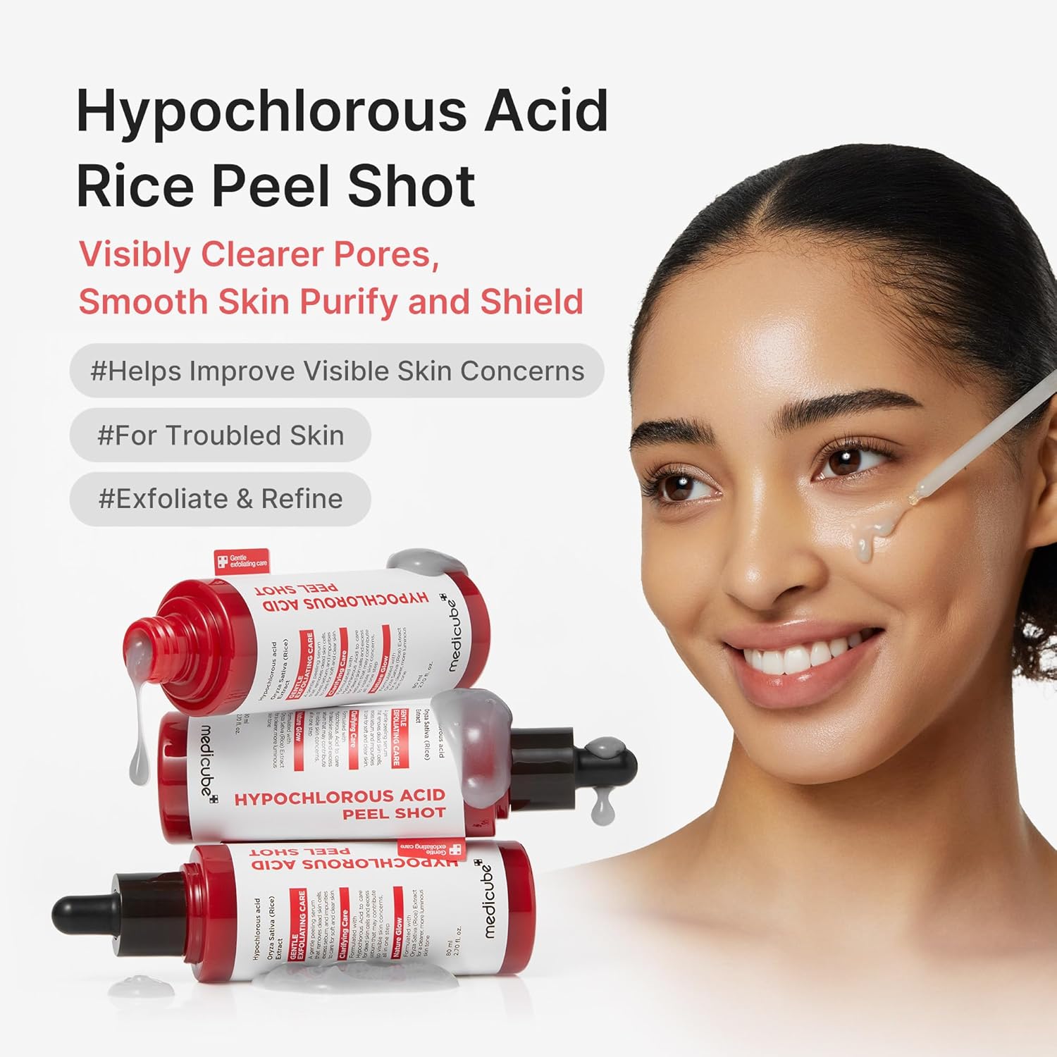 Medicube Peel Shot with Hypochlorous Acid, Korean Gentle Exfoliating Serum for Dead Skin, Pores, Blackheads and Sebum Control with Rice Extract and Panthenol - Image 4