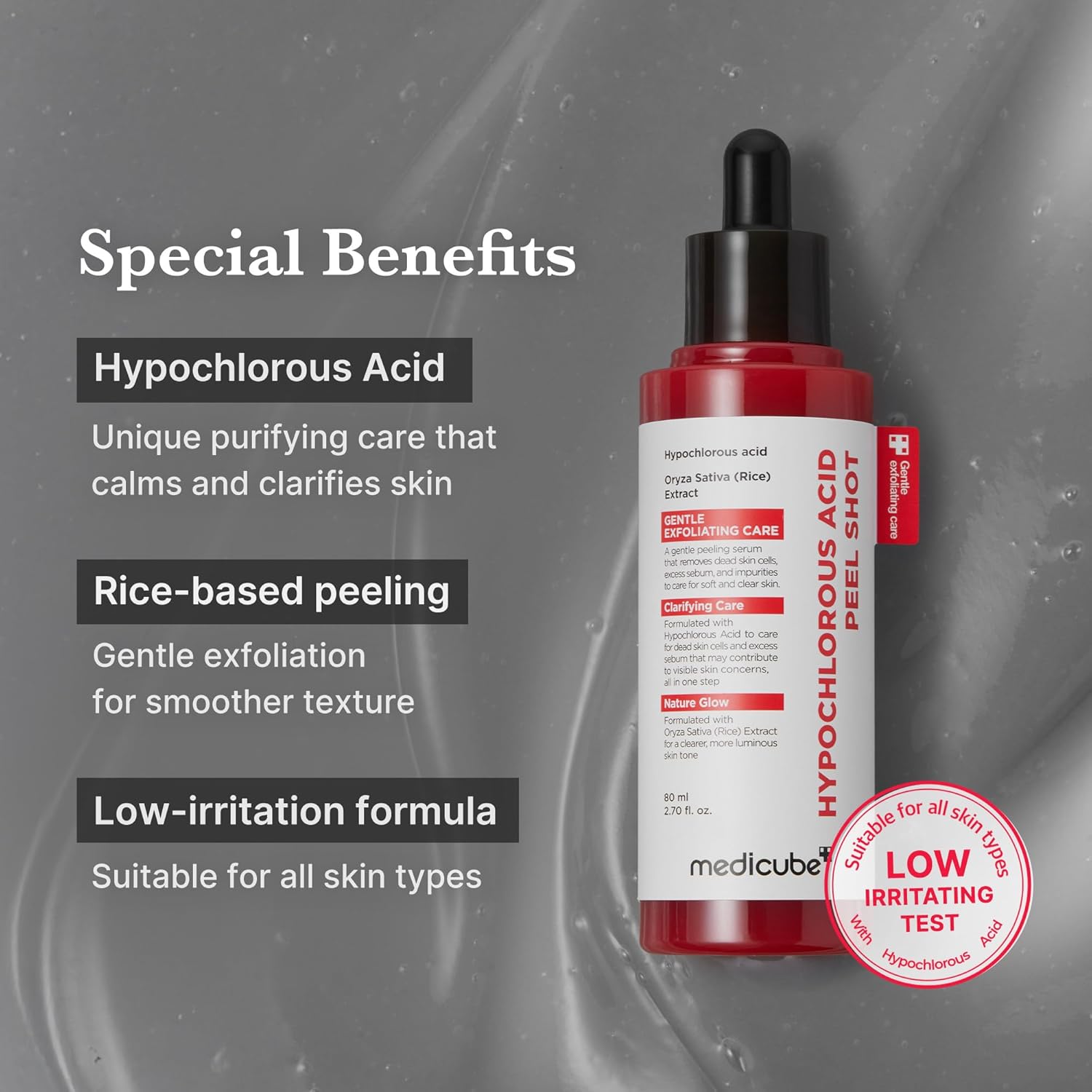 Medicube Peel Shot with Hypochlorous Acid, Korean Gentle Exfoliating Serum for Dead Skin, Pores, Blackheads and Sebum Control with Rice Extract and Panthenol - Image 3