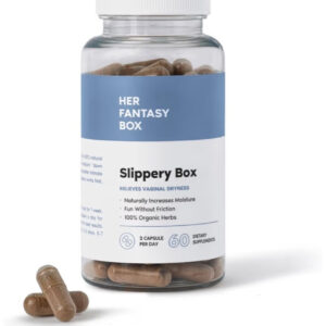 Her Fantasy Box Slippery Box, Slippery Elm Bark Capsules for Intimate Moisture and Feminine Hydration Support, 60 Vegan Organic Capsules