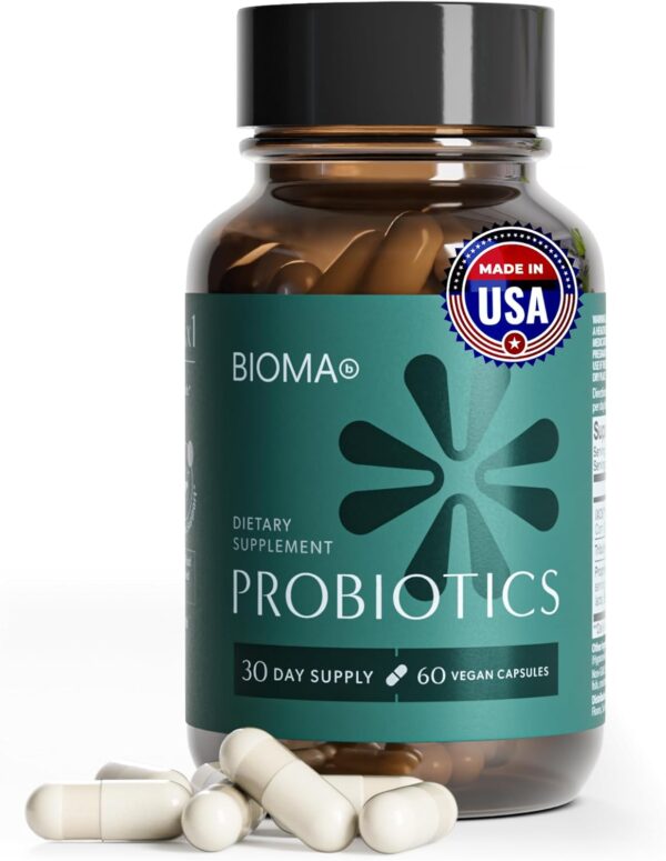 BIOMA Probiotics Gut Health Synbiotic with XOS Prebiotic, Tributyrin Postbiotic and Bifidobacterium, 60 Delayed-Release Vegan Capsules
